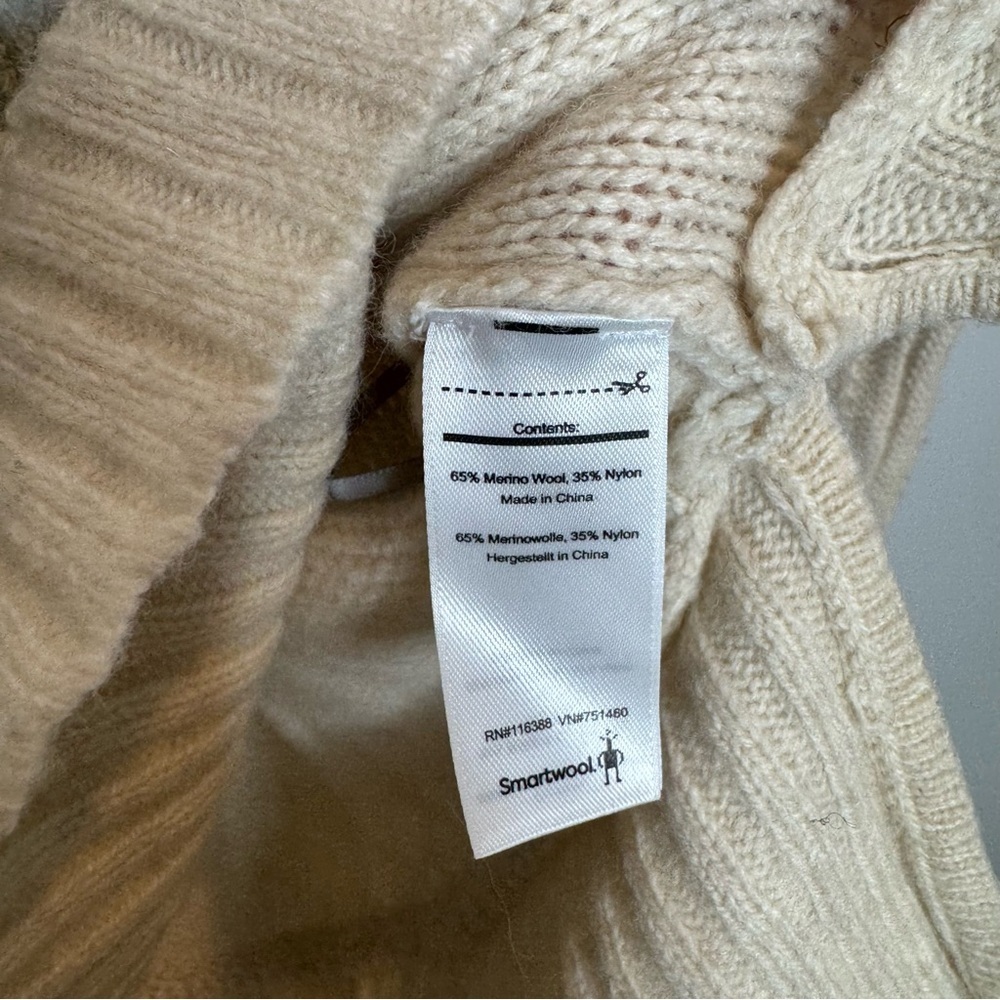 Smartwool Crestone Tunic Cowl Neck Sweater Cable Knit Cream Size Small - Picture 4 of 8